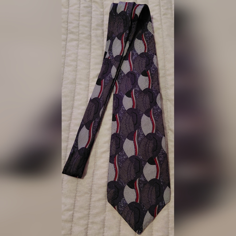 ERREUNO Milano 100% Italian Silk Abstract Black Gray Blue Olive Wine
